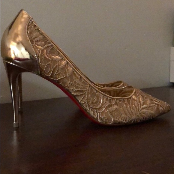 Christian Louboutin Follies Lace 85 Rete- Gold - Picture 7 of 8